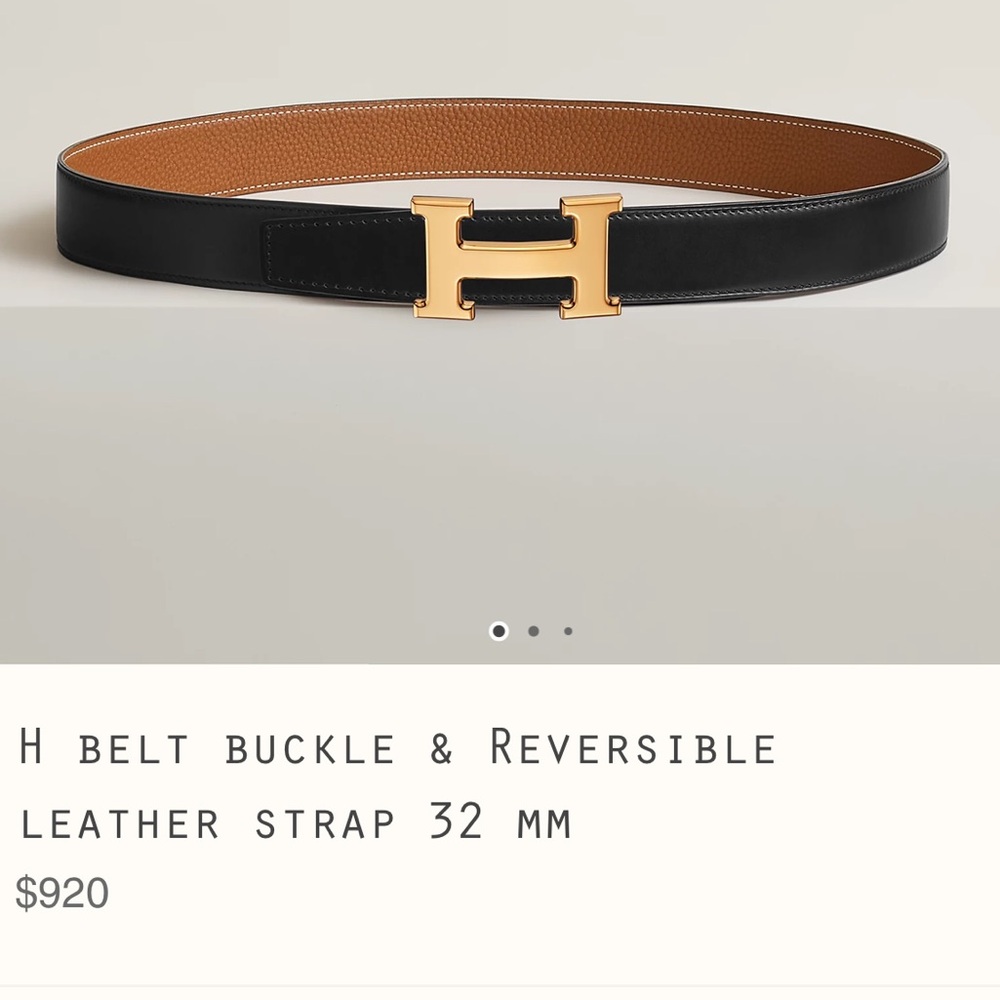 Hermes belt gold H 32mm size 90 + extra Hermes reversible strap